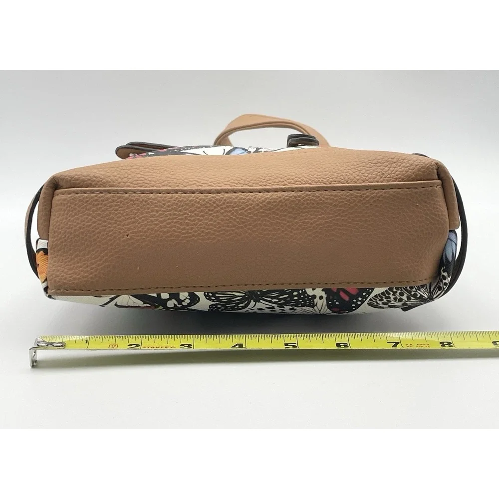 Rosetti Butterfly Print Crossbody Purse Tan Faux Leather Shoulder Bag 8